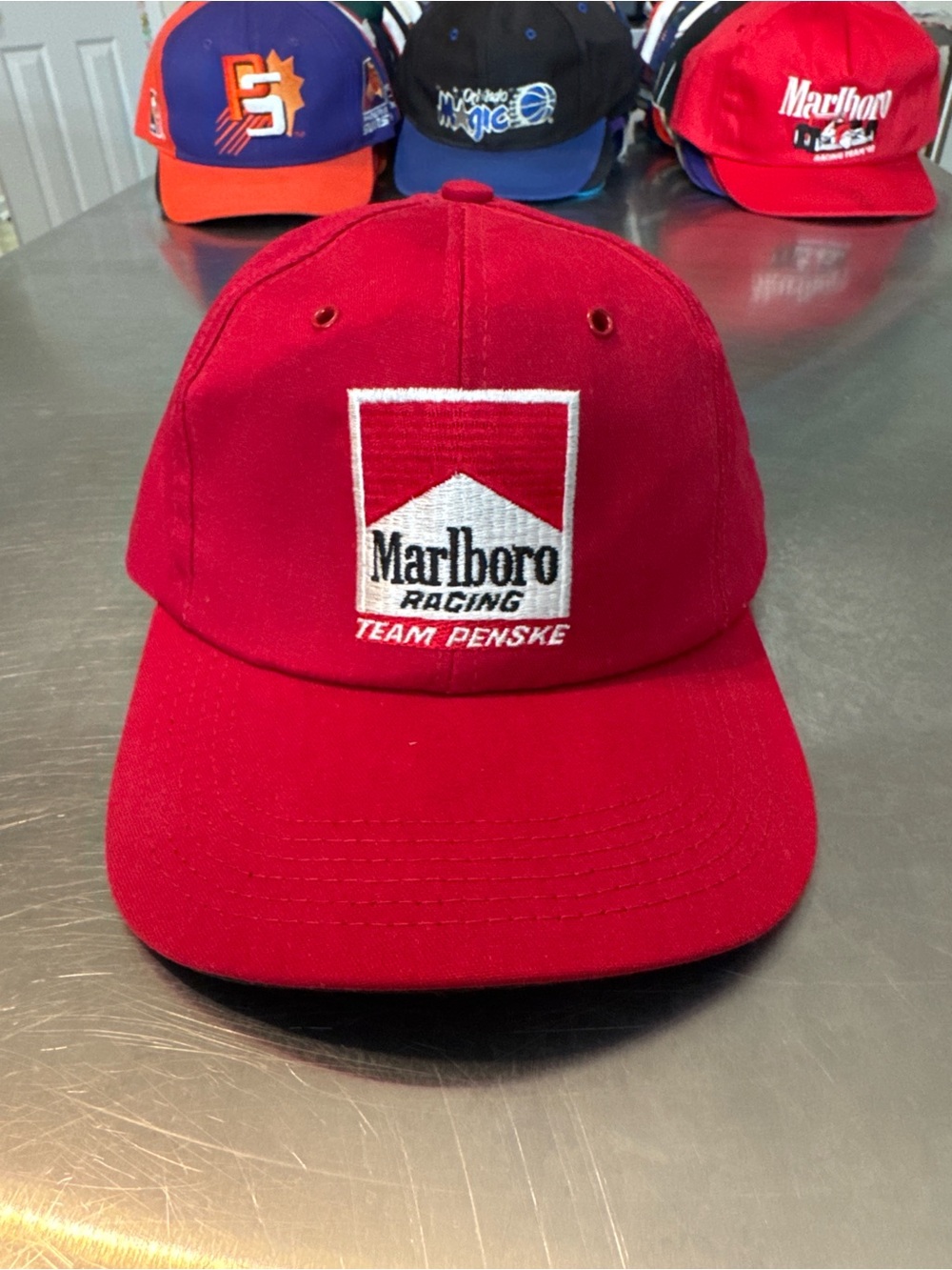 Vintage 90s Marlboro Team Penske Red Collector Snapback Hat
